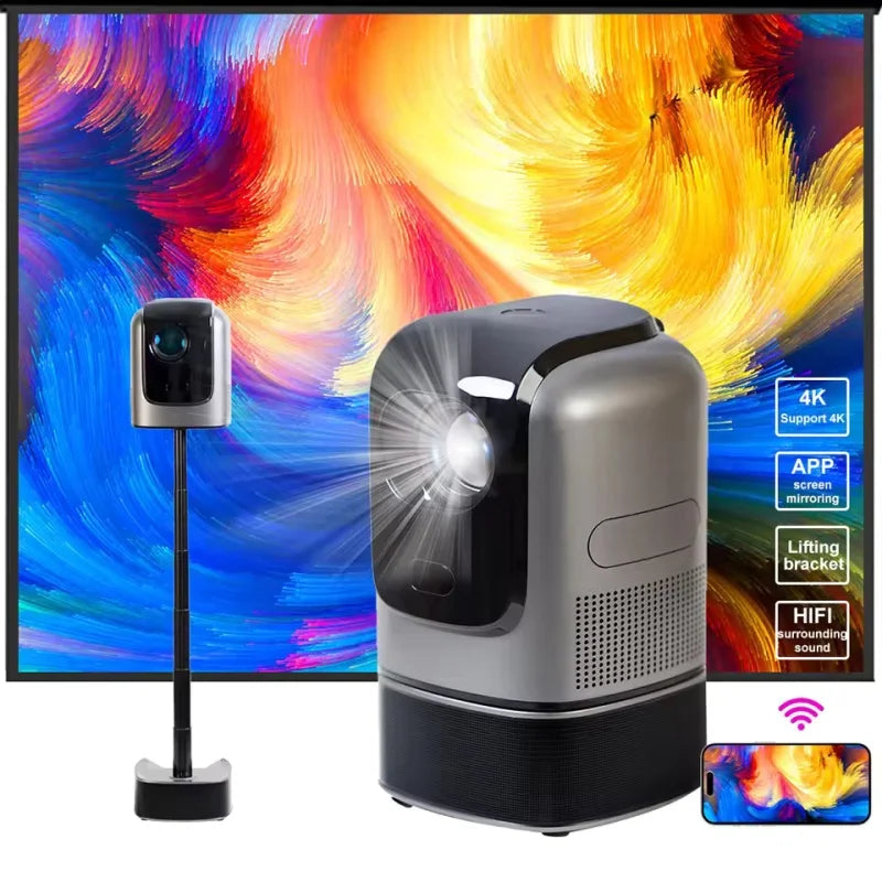 TS-1 5G WiFi Projector | 1080P Full HD 1200 Lumens | Built-in Stereo Speakers & Portable Stand | Outdoor Movie Night